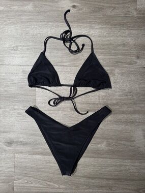 Frankie’s Bikinis — Matching Sky Ribbed Top + Enzo Ribbed Bottoms